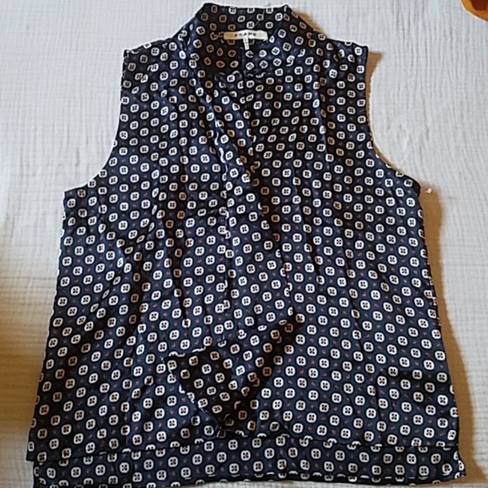 Frame Denim Blue Silk Top